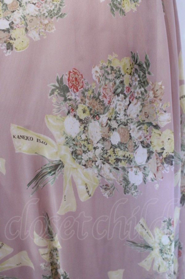 画像2: KANEKO ISAO / ブーケ柄シースルースカート  ピンク O-25-07-08-067-EL-SK-IG-ZI (2)