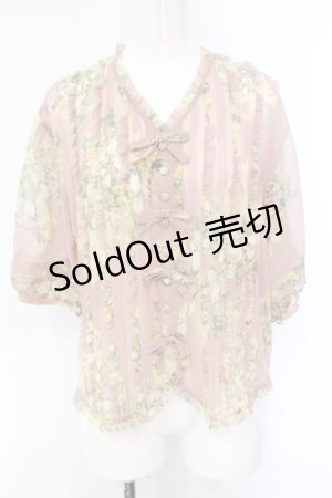 画像: KANEKO ISAO / ブーケ柄シースルートップス  ピンク O-25-07-08-068-EL-BL-IG-ZI