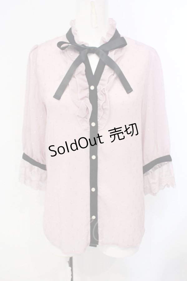 画像1: axes femme POETIQUE / ラメドット楊柳ブラウス M ピンク O-25-07-08-009-AX-BL-OW-OS (1)