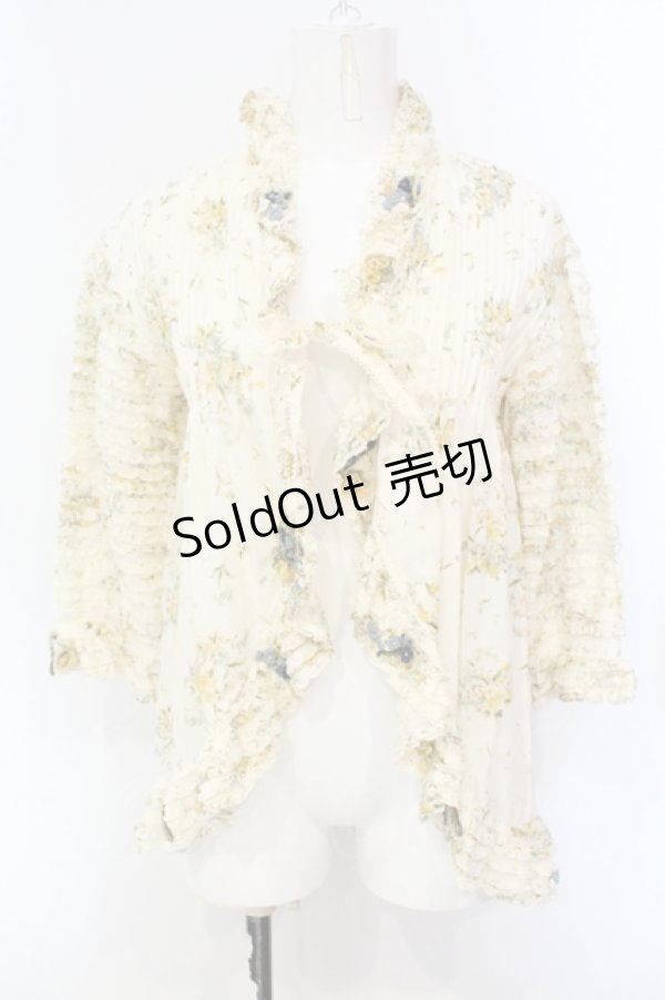 画像1: WONDERFUL WORLD / タックフリルモチーフカーディガン  アイボリー O-25-07-08-100-LO-TO-IG-OS (1)