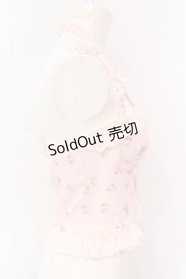 画像3: Bobon21 / ホルターネックレースアップミニ丈ビスチェ S チューリップ柄 O-25-07-08-113-EL-TO-IG-OS (3)
