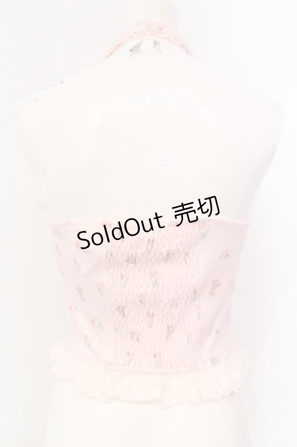 画像4: Bobon21 / ホルターネックレースアップミニ丈ビスチェ S チューリップ柄 O-25-07-08-113-EL-TO-IG-OS (4)