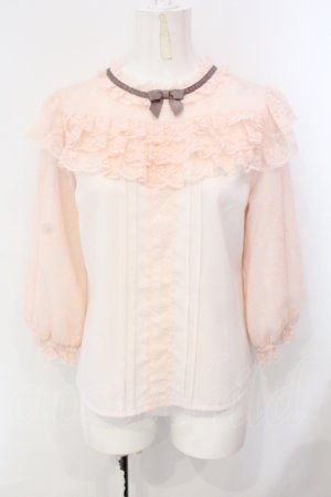 画像: axes femme POETIQUE / レーシーフリルスタンドブラウス M ピンク O-25-07-08-024-AX-TO-OW-OS