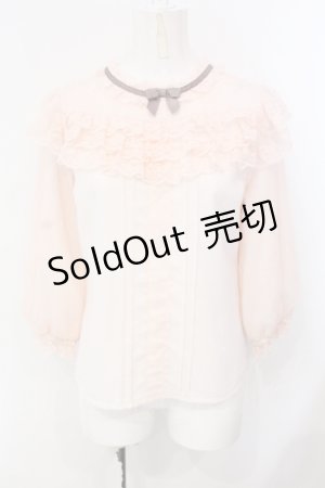 画像: axes femme POETIQUE / レーシーフリルスタンドブラウス M ピンク O-25-07-08-024-AX-TO-OW-ZT055