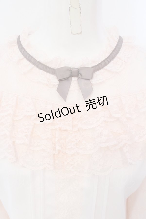 画像2: axes femme POETIQUE / レーシーフリルスタンドブラウス M ピンク O-25-07-08-024-AX-TO-OW-ZT055 (2)