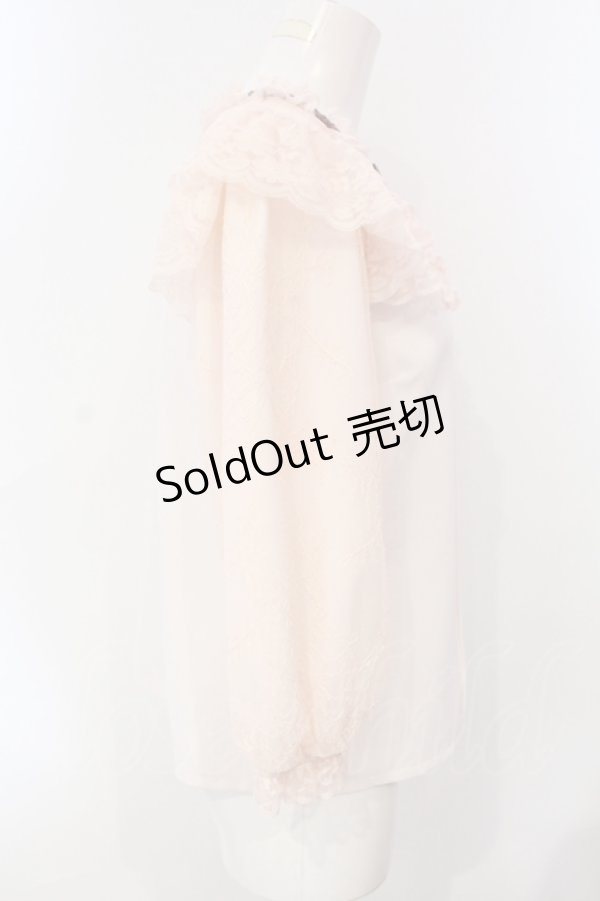 画像3: axes femme POETIQUE / レーシーフリルスタンドブラウス M ピンク O-25-07-08-024-AX-TO-OW-ZT055 (3)