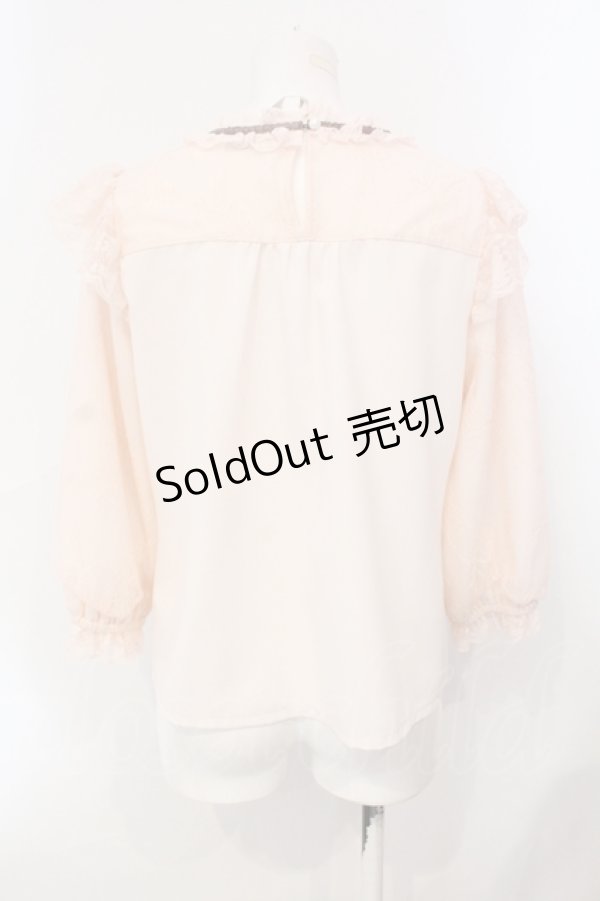 画像4: axes femme POETIQUE / レーシーフリルスタンドブラウス M ピンク O-25-07-08-024-AX-TO-OW-ZT055 (4)