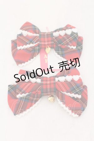 画像: Angelic Pretty / タータンチェックリボンクリップSet  アカ O-25-07-10-030-AP-AC-OW-OS