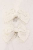 画像1: metamorphose / ラメ総レースパール付リボンコーム  シロ O-25-07-10-033-ME-AC-IG-OS (1)