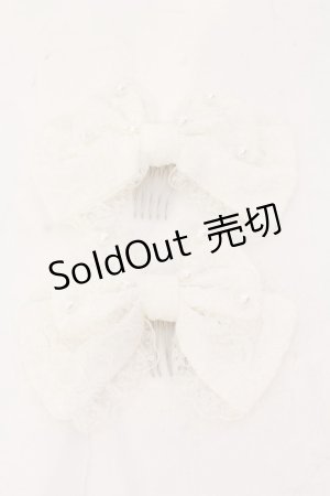 画像: metamorphose / ラメ総レースパール付リボンコーム  シロ O-25-07-10-033-ME-AC-IG-OS