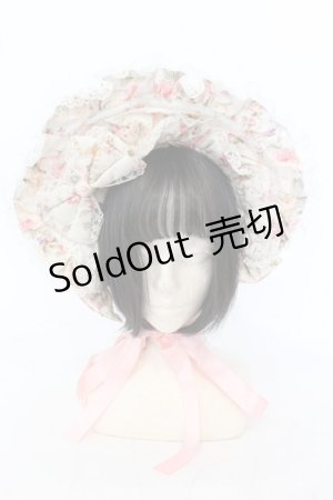 画像: metamorphose / 花柄ハーフボンネット  アイボリー×ピンク O-25-07-10-020-ME-AC-IG-OS