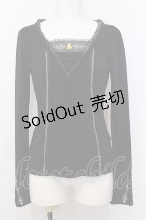 画像: OZZ ANGELO / ストーン付き切り替えカットソー  ブラック O-25-07-11-001-OO-TO-IG-OS