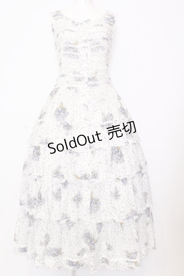 画像1: PINK HOUSE / ブルーフラワリーノースリーブワンピース  シロ O-25-07-11-027-LO-OP-IG-OS (1)