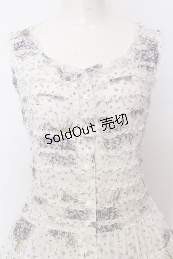 画像2: PINK HOUSE / ブルーフラワリーノースリーブワンピース  シロ O-25-07-11-027-LO-OP-IG-OS (2)