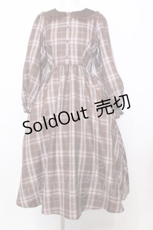 画像: m petit by misako / マイメロチェックフレアワンピース L ピンク×ブラウン O-25-07-11-033-LO-OP-OW-OS