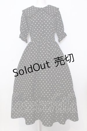 画像: m petit by misako / 梨地水玉半袖ワンピース L クロ O-25-07-11-035-LO-OP-OW-OS