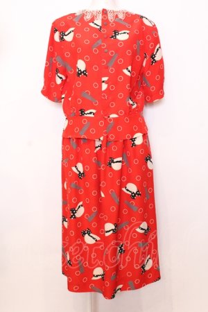 画像: PINK HOUSE / 帽子と手袋柄セットアップ  アカ O-25-07-11-042-LO-BL-OW-OS