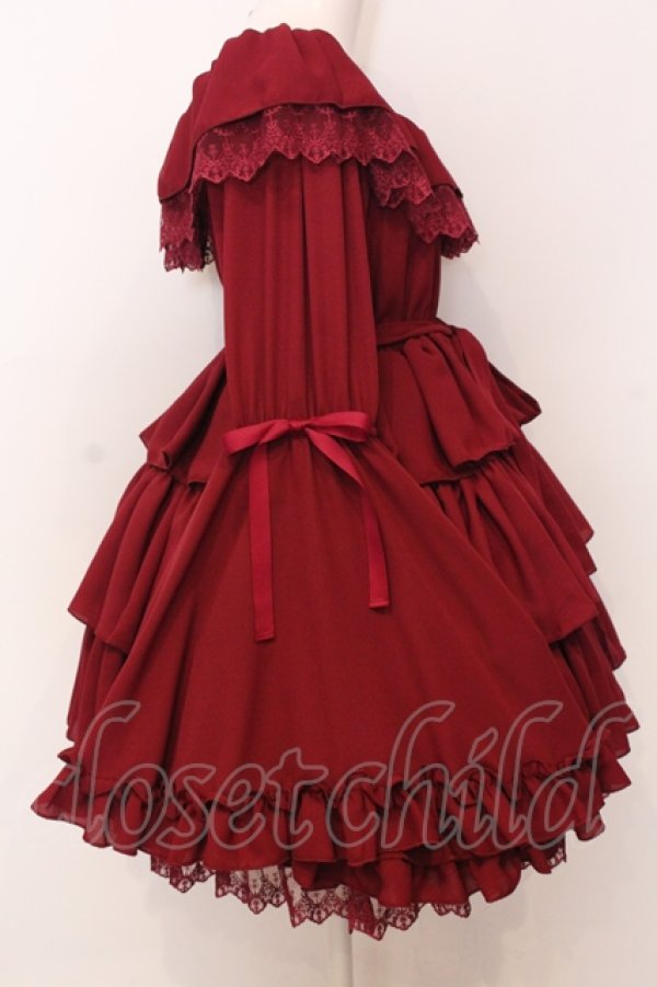 画像2: Vallee lys / Coquelicot dress ショート丈  ワイン O-25-07-11-049-GO-OP-IG-OS (2)