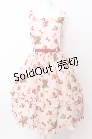 画像: Emily Temple cute / Mellow Strawberryノースリーブワンピース M ピンク×アカ O-25-07-11-051-ET-OP-OW-OS