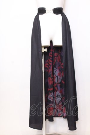 画像: NieR Clothing / 内側和柄ユニセックスシアーロングスカート【CROW】REDver.  ブラック×レッド O-25-07-11-055-PU-SK-OW-OS