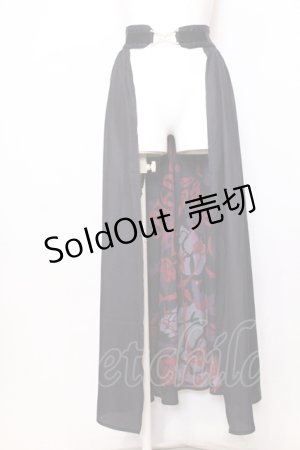 画像: NieR Clothing / 内側和柄ユニセックスシアーロングスカート【CROW】REDver.  ブラック×レッド O-25-07-11-055-PU-SK-OW-OS