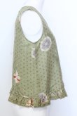 画像2: WONDERFUL WORLD / 朝顔ノースリーブブラウス  グリーン O-25-07-11-006-LO-BL-IG-OS (2)