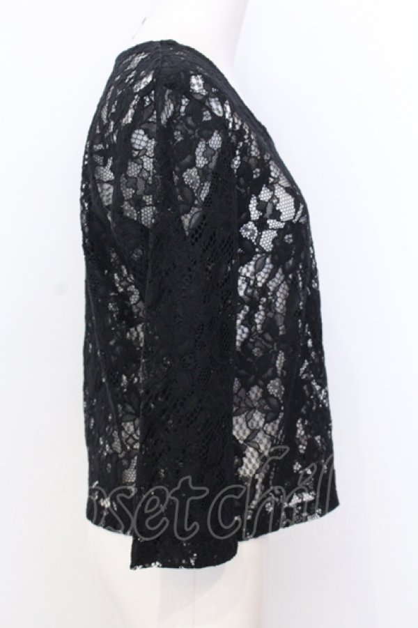 画像2: KANEKO ISAO / レースカットソー  クロ O-25-07-11-011-EL-TO-IG-ZT081 (2)