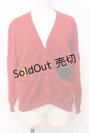 画像: PINK HOUSE / ワッペン使いカーディガン  アカ O-25-07-11-020-LO-TO-OW-OS