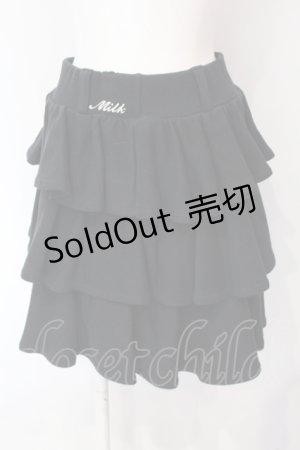 画像: MILK / ロゴ刺繍スウェットティアードスカート  クロ O-25-07-12-032-ML-SK-IG-OS
