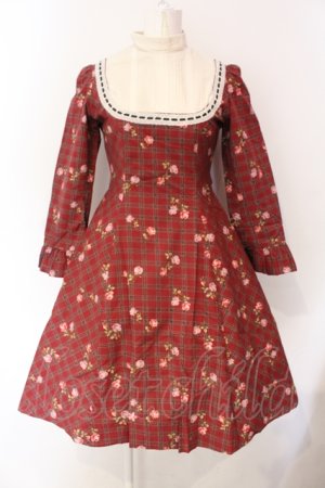 画像: Victorian maiden / ローズチェックドールドレス  ワイン O-25-07-12-048-CL-OP-OW-OS