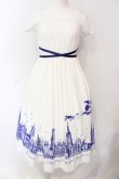画像1: Moi-meme-Moitie / サイレントムーンワンピース（ミディアム丈）  ホワイト×ブルー O-25-07-12-055-MO-OP-OW-OS (1)