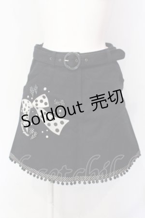 画像: metamorphose / 水玉リボン刺繍スカート  クロ O-25-07-12-010-ME-SK-IG-OS