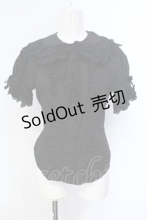 画像: metamorphose / 王冠綿レース半袖ブラウス  クロ O-25-07-12-011-ME-BL-IG-OS