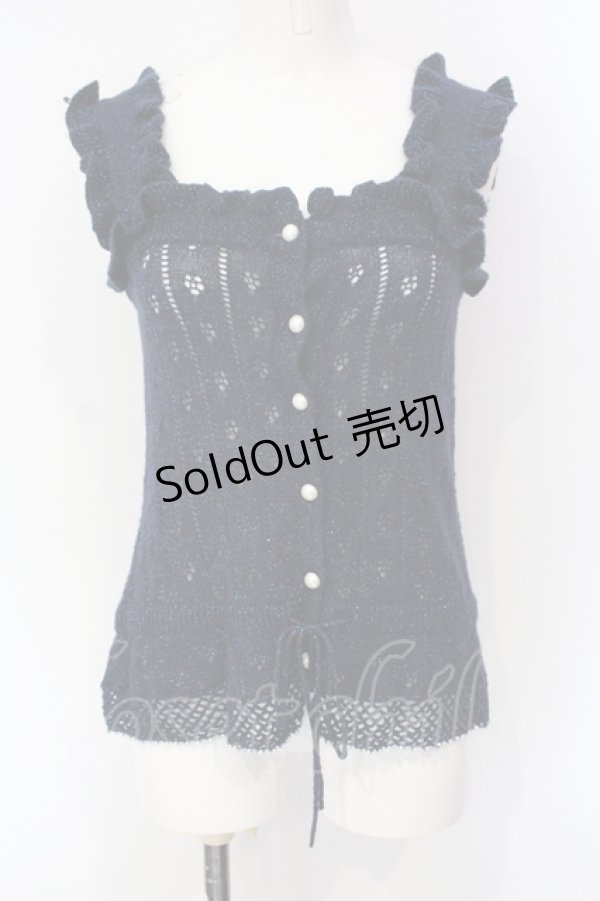 画像1: metamorphose / すかし編みラメニットキャミ（2007年）  ネイビー O-25-07-12-014-ME-TO-IG-OS (1)