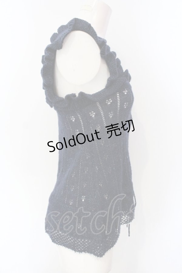 画像2: metamorphose / すかし編みラメニットキャミ（2007年）  ネイビー O-25-07-12-014-ME-TO-IG-OS (2)