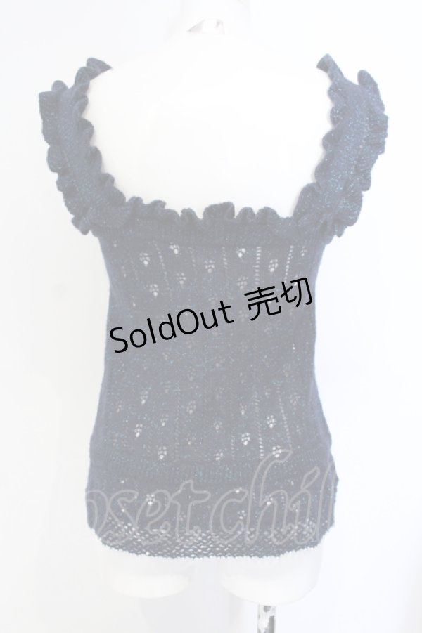 画像3: metamorphose / すかし編みラメニットキャミ（2007年）  ネイビー O-25-07-12-014-ME-TO-IG-OS (3)