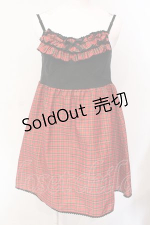 画像: MILK / チェック切り替えキャミワンピース  アカ×クロ O-25-07-12-026-ML-OP-IG-OS