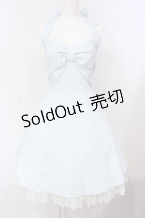 画像: JESUS DIAMANTE / ホルターリボンワンピ 38 ストライプサックス O-25-07-14-029-JE-OP-OW-OS