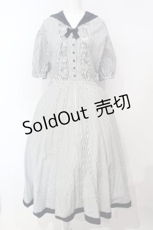 画像: KANEKO ISAO / ストライプセーラーワンピース  シロ×コン O-25-07-14-033-EL-OP-OW-OS