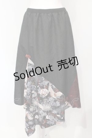 画像: Qutie Frash / 2023年プレミアム 宵鶴ロングスカート  レッド×ブラック O-25-07-14-044-QU-SK-IG-ZI