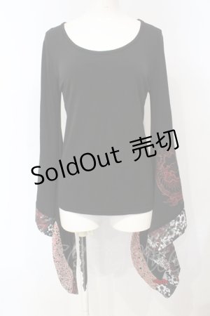 画像: Qutie Frash / 2019 プレミアムセット（紅鶴）着物T  ブラック×レッド O-25-07-14-047-QU-BL-IG-OS