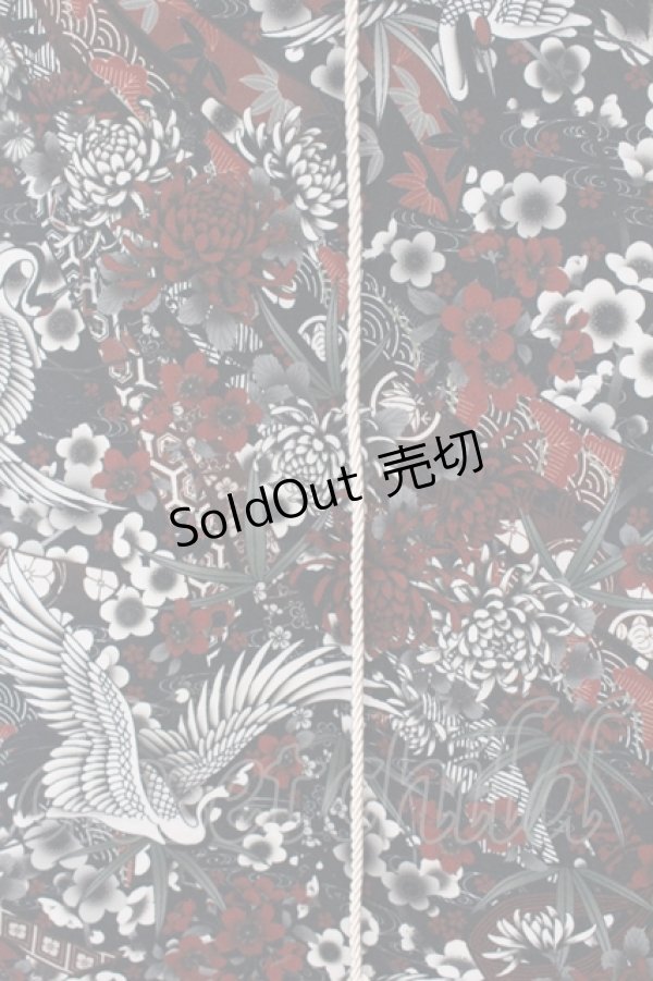 画像2: Qutie Frash / 紅鶴万能ストール  ブラック×レッド O-25-07-14-050-QU-ZA-IG-OS (2)