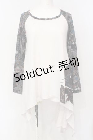画像: Qutie Frash / 和柄ラグランカットソー  ホワイト O-25-07-14-059-QU-TO-IG-OS