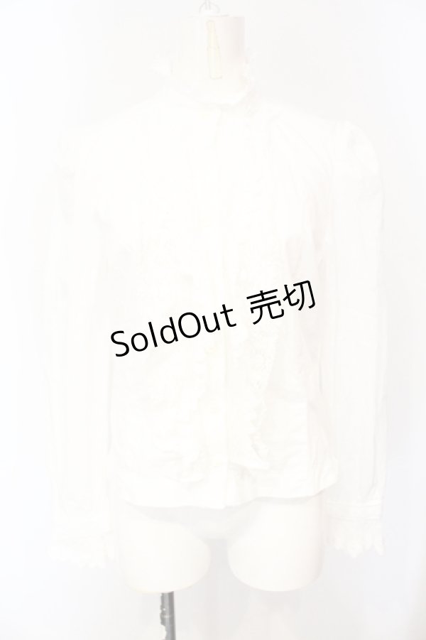 画像1: Jane Marple / レース配色スタンドネックブラウス M シロ O-25-07-14-062-JM-BL-IG-OS (1)