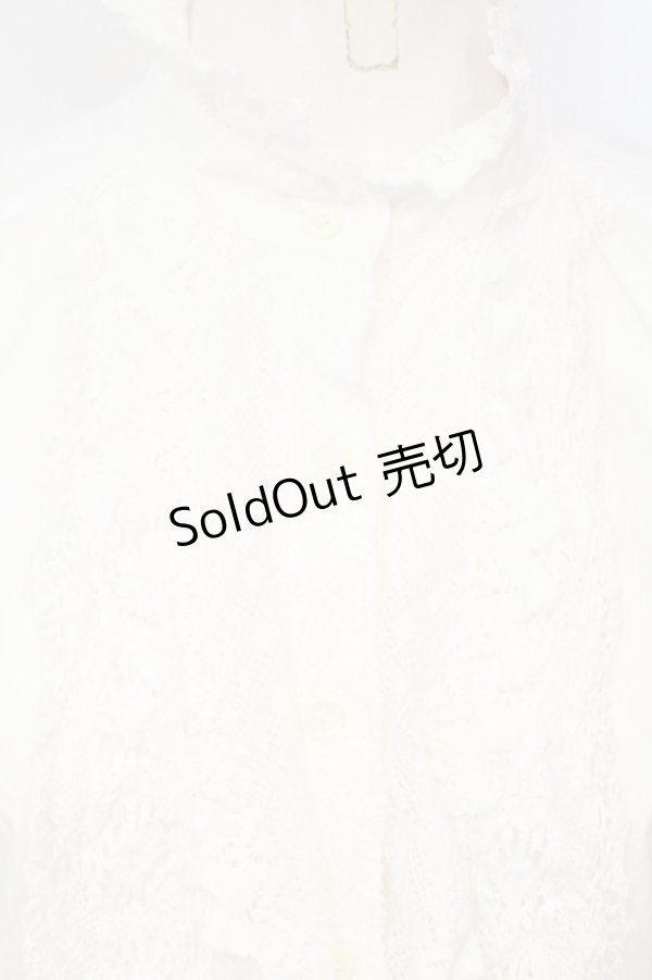 画像2: Jane Marple / レース配色スタンドネックブラウス M シロ O-25-07-14-062-JM-BL-IG-OS (2)