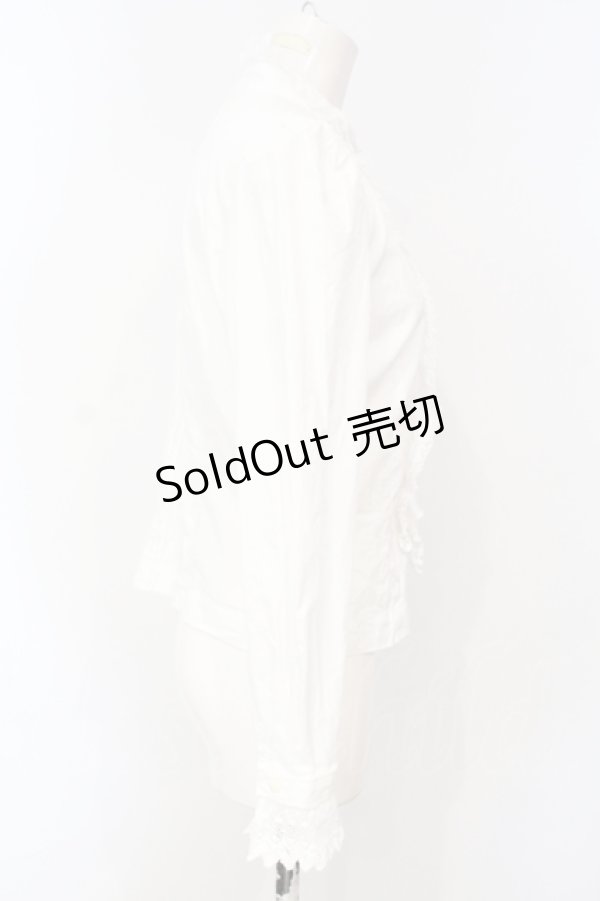 画像3: Jane Marple / レース配色スタンドネックブラウス M シロ O-25-07-14-062-JM-BL-IG-OS (3)