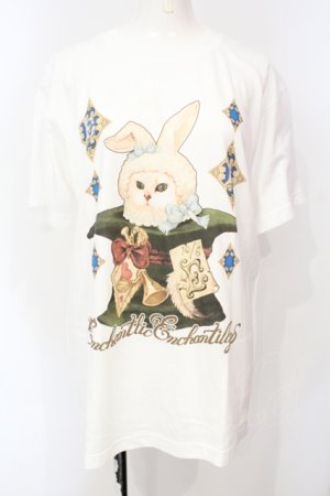 画像: Enchantlic Enchantilly / 不思議の国のQueen Cat 帽子屋のシルクハット Tシャツ M ホワイト O-25-07-14-065-LO-TS-IG-OS