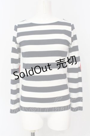 画像: MILK / ハートワッペンボーダーカットソー  シロ×ネイビー×アカ O-25-07-14-067-ML-TO-OW-ZT483