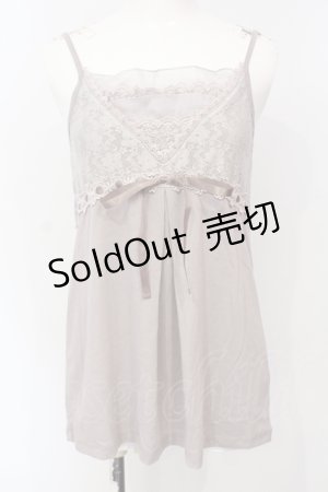 画像: axes femme / はしごレースリボンキャミソール  グレー O-25-07-14-072-AX-TO-IG-OS