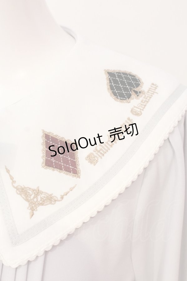 画像2: Amavel / トランプのデコレーションケーキブラウス F サックス O-25-07-14-080-CA-BL-OW-OS (2)